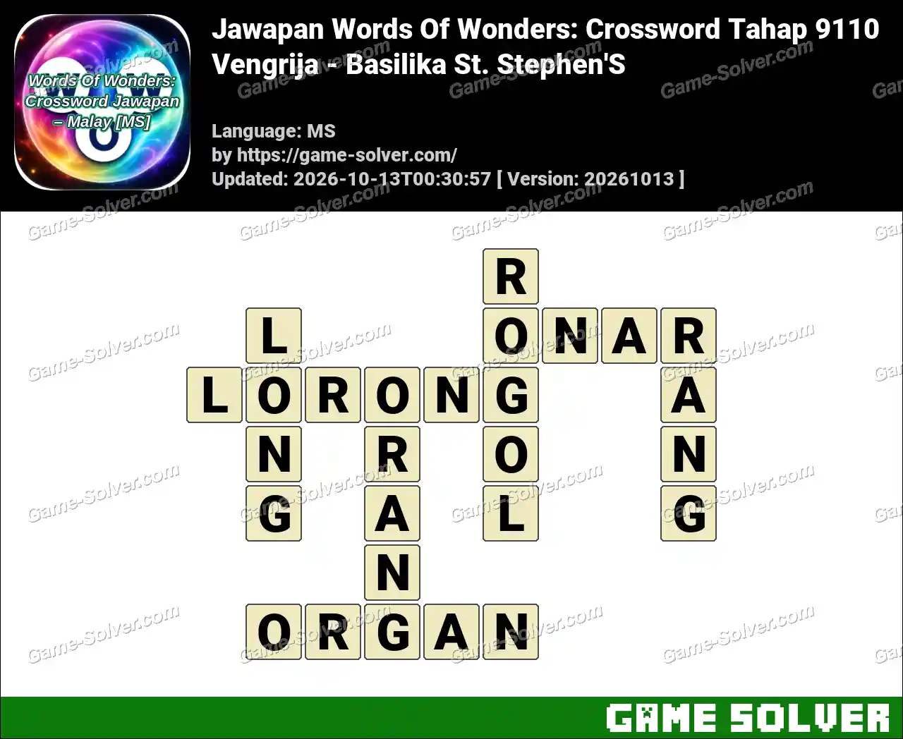 Jawapan Words Of Wonders: Crossword Tahap 9110 – Vengrija – Basilika St. Stephen’S
